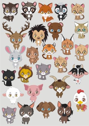 Cute Cartoon Animal Characters Set Free Vector