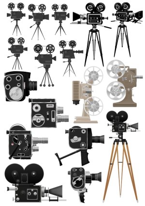 Vintage Film and Movie Cameras Collection Vector Free Vector