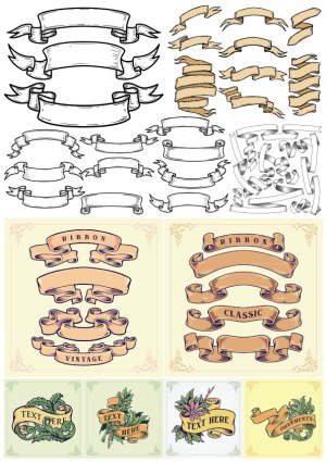 Vintage and Classic Decorative Ribbon and Banner Vector Collection Free Vector