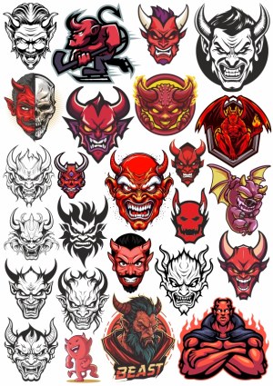 Collection of Devil and Demon Vector Illustrations Free Vector