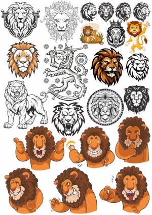 Collection of Lion-Themed Vector Illustrations and Mascots Free Vector