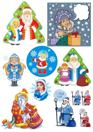 Colorful Russian Christmas and New Year Characters Vector Set Free Vector