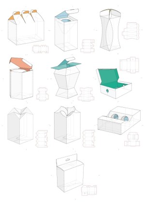 Vector Set of Various Packaging Box Design Templates with 3D Views and Blueprints Free Vector