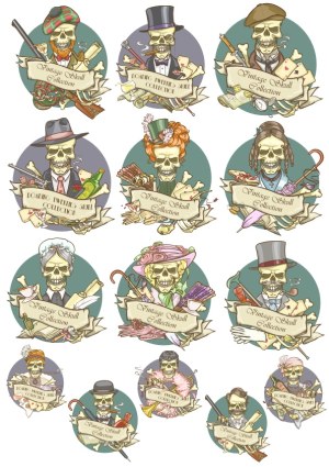 Vintage Skull Collection with Retro Accessories and Clothing Free Vector