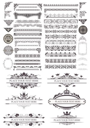 Decorative Vintage Floral Borders, Frames, and Flourishes Set Free Vector