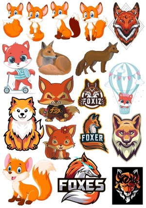 Collection of Fox Themed Cartoon and Logo Vector Illustrations Free Vector