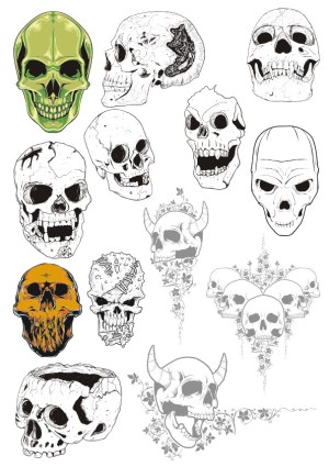Collection of Various Skull Vector Illustrations Free Vector
