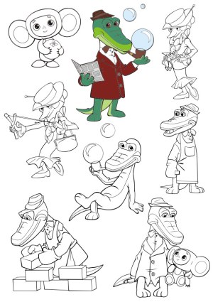 Cartoon Alligator Character Collection with Various Poses and Outfits Free Vector