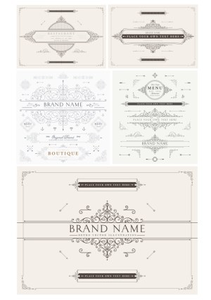 Set of Vintage Ornate Frames and Decorative Labels Free Vector