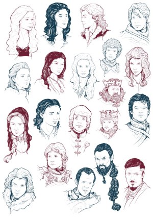 Hand-drawn Portraits of Medieval and Fantasy Characters Free Vector