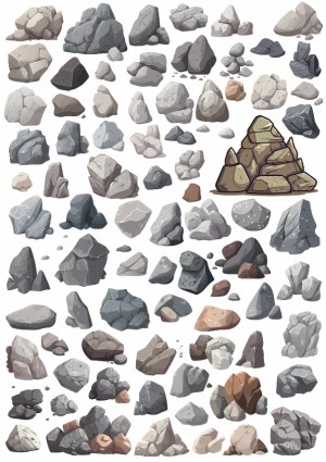 Assorted Vector Rocks and Stones Collection Free Vector