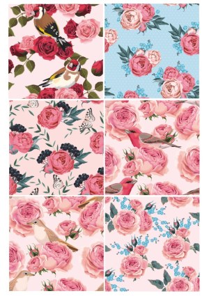 Seamless Vintage Floral and Bird Patterns Collection Free Vector