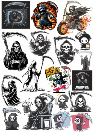Collection of Grim Reaper Vector Illustrations Free Vector