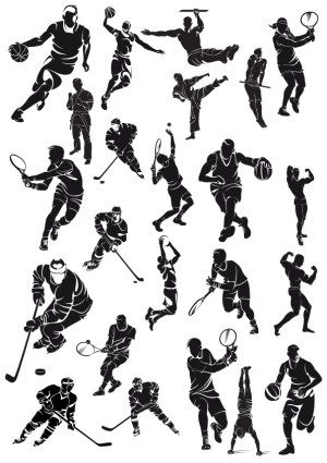 Silhouettes of Various Athletes in Action Sports Poses Free Vector
