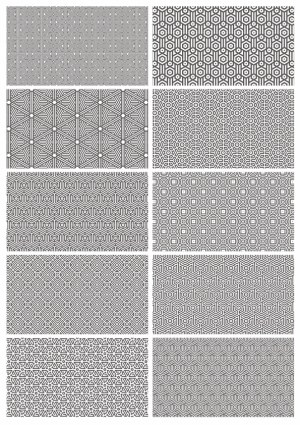 Set of 10 Intricate Black and White Seamless Geometric Patterns Free Vector