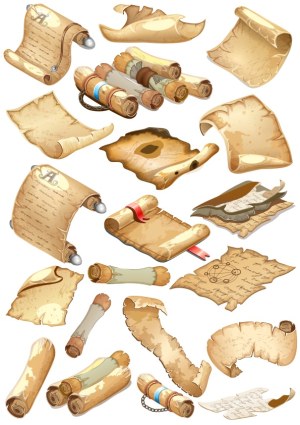 Collection of Vintage Paper Scrolls and Parchments Vector Free Vector
