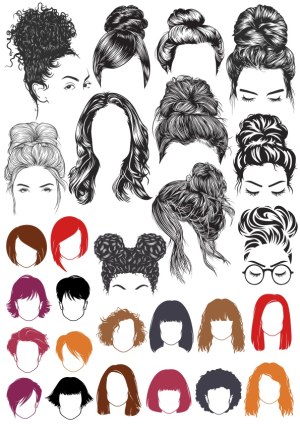 Collection of Various Female Hairstyles Vector Set Free Vector