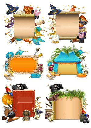 Decorative Fantasy and Pirate Themed Vector Frames and Banners Free Vector