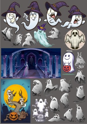 Halloween Ghosts and Haunted Mansion Vector Collection Free Vector