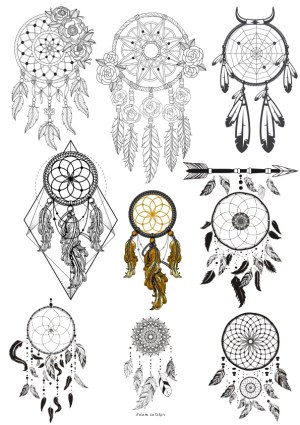 Collection of Ornate Dreamcatcher Vector Illustrations with Feathers and Floral Elements Free Vector