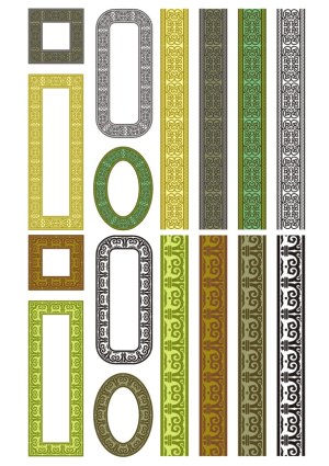 Ornamental Decorative Frames and Borders in Various Shapes and Colors Free Vector