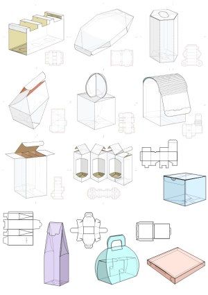 Various 3D Packaging Box Templates with Flat Layouts Free Vector
