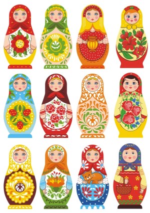 Set of Colorful Traditional Russian Matryoshka Dolls Vector Free Vector