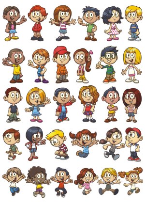 Diverse Cartoon Kids Characters Set Free Vector