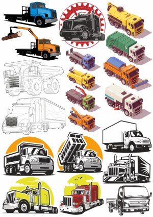 Collection of Various Truck Vector Illustrations and Logos Free Vector