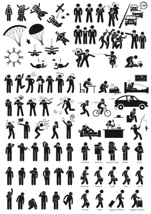 Various Stick Figure Activities and Emotions Vector Set Free Vector