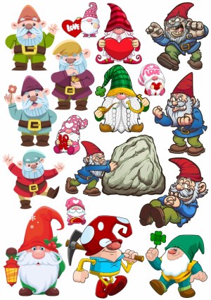 Cute and Grumpy Cartoon Gnome Characters Collection Free Vector