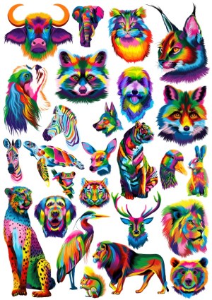 Colorful Wildlife Animal Heads and Figures Vector Set Free Vector