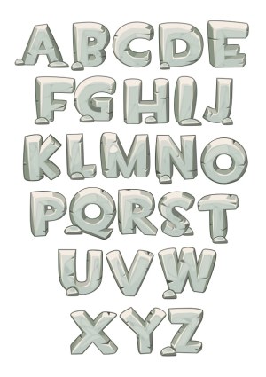 3D Stone Block Alphabet Font Set Free Vector