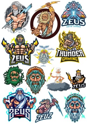 Zeus and Thunder God Vector Illustrations Collection Free Vector