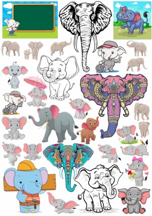 Collection of Cute and Artistic Elephant Vector Illustrations Free Vector