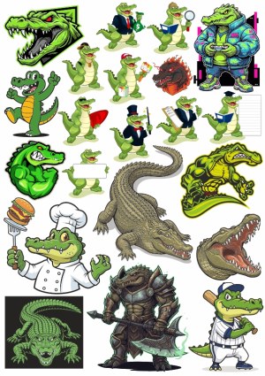 Collection of Cartoon and Realistic Crocodile and Alligator Characters Free Vector