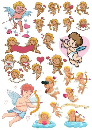 Various Cute Cupid and Cherub Vector Illustrations for Valentine's Day Free Vector