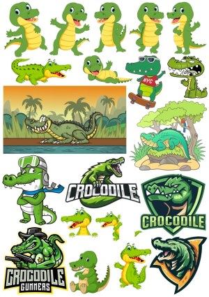Collection of Cartoon and Mascot Crocodile Vectors Free Vector