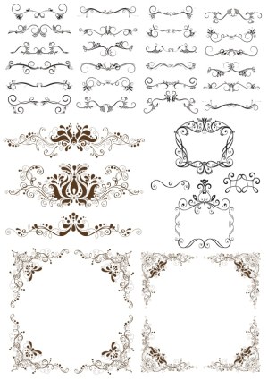 Ornate Vintage Decorative Borders and Flourishes Vector Set Free Vector