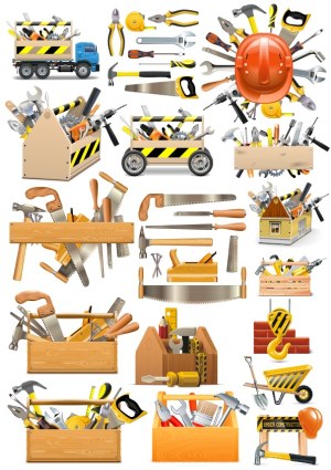 Construction and Carpentry Tools Vector Collection Free Vector