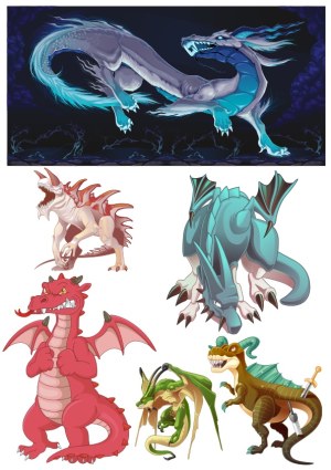 Collection of Cartoon and Fantasy Dragon Vector Illustrations Free Vector