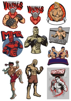 Mixed Martial Arts Fighters Vector Collection Free Vector