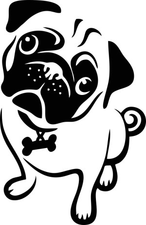 Black and White Pug Dog Vector Illustration Free Vector