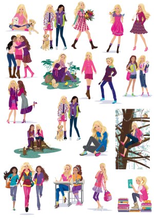 Diverse Girls Engaged in Various Activities Vector Set Free Vector