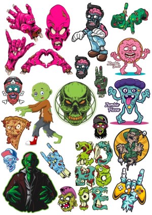Collection of Colorful Zombie and Monster Vector Characters and Icons Free Vector