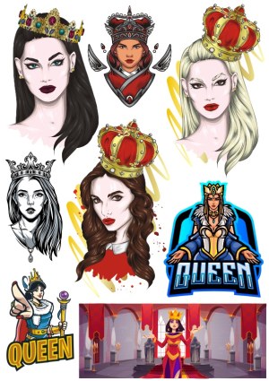 Collection of Queen and Royal Woman Vector Illustrations Free Vector