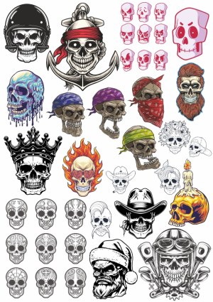 Collection of Diverse Decorative Skull Illustrations Free Vector
