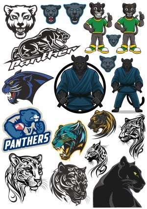 Panther Logos and Mascot Vector Set Free Vector