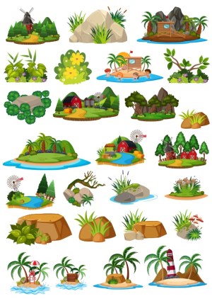 Collection of Nature and Farm Landscape Vectors Free Vector