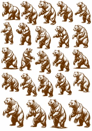 Vintage Style Brown Bear Vector Illustrations Set Free Vector